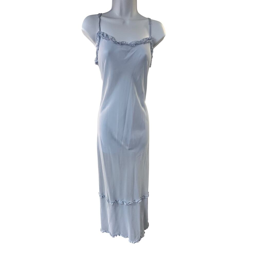 Vintage Victoria Secret Sheer Night Gown Baby Blue Scoop Low Back Womens M